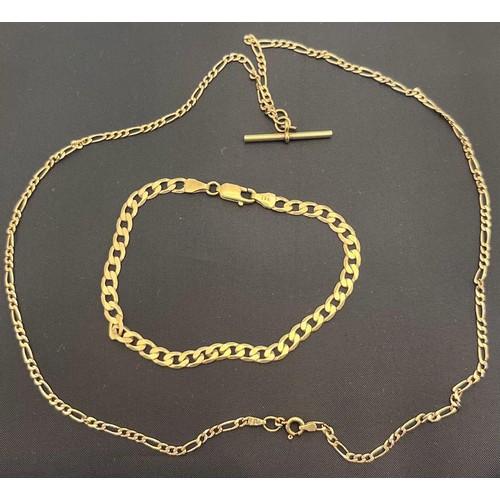 576 - 9ct yellow gold curb bracelet together with a 9ct yellow gold curb necklace. [6.71grams]