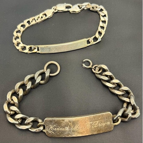 71 - Two Silver I.D. Bracelets; London silver heavy I.D. Bracelet and smaller 925 silver I.D. Bracelet.
