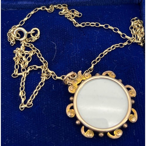 505 - Antique Edwardian 9ct yellow gold and seed pearl pendant fitted with a miniature photograph portrait... 