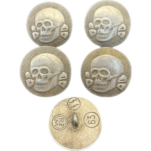 16 - A Lot of 5 skull and cross bone buttons, stamped with German SS Marking. [Please make your own minds... 