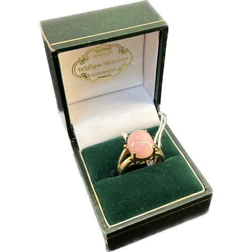 29 - 9ct yellow gold ladies ring set with a pink hardstone [6 Grams] [Ring size N]