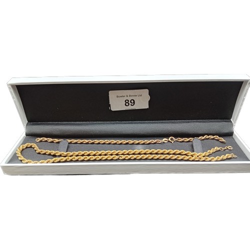 89 - 9ct scrap gold rope necklace and bracelet [9.03grams]