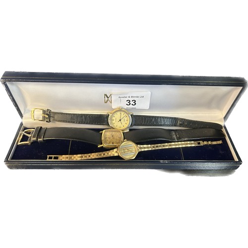 33 - Three various vintage ladies watches; Omega De Ville watch, Rotary Quartz watch and Stubbs Quartz wa... 