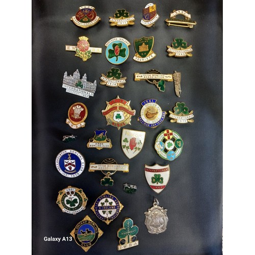 31 - A Selection of vintage bowling badges to include Birmingham silver and enamel Irish Bowling associat... 