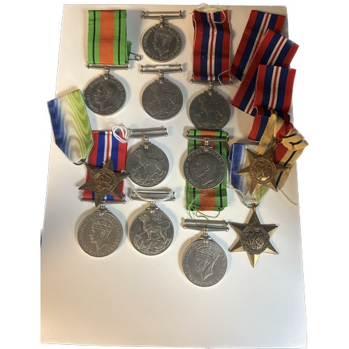 644 - Miscellaneous WWII medals; 1939-45 B.W.M. x 7; Defence medal x 2; Atlantic Star x 2; Africa Star. (1... 