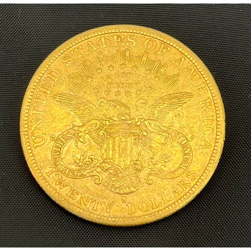 509 - 1881 Gold Liberty Double Eagle American Twenty Dollar coin.