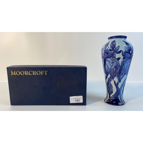 151 - A Moorcroft Windrush blue on blue decorated vase, circa 2001, designed by Debbie Hancock, stamped fa... 