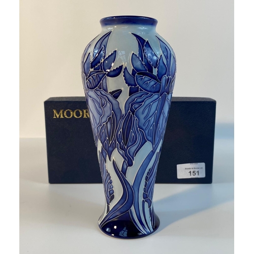 151 - A Moorcroft Windrush blue on blue decorated vase, circa 2001, designed by Debbie Hancock, stamped fa... 