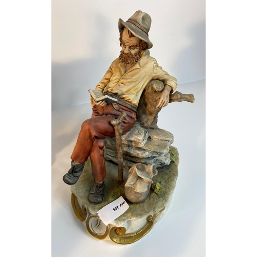 154 - A collection of Capodimonte figures & art nouveau design figural table lamp