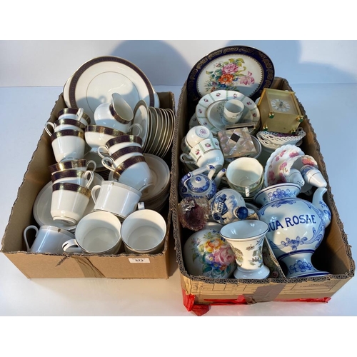 373 - 2 Boxes of porcelain tea ware & collectables; Royal Doulton Rochelle pattern tea service, Spode oper... 