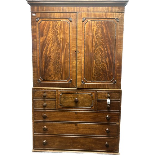 301 - William IV Mahogany press cupboard- early 19th century. [215x135x61cm]