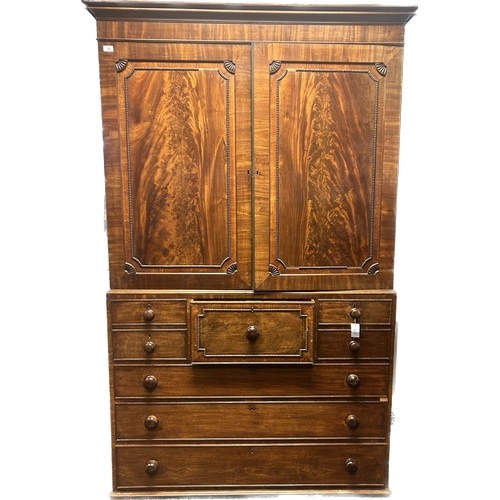 301 - William IV Mahogany press cupboard- early 19th century. [215x135x61cm]