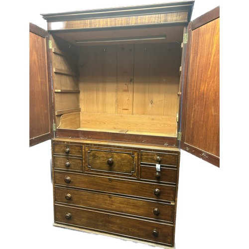 301 - William IV Mahogany press cupboard- early 19th century. [215x135x61cm]