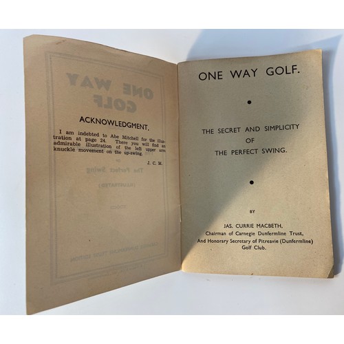 355 - A Carnegie Dunfermline trust 'One way golf' book The secret and simplicity of the perfect swing illu... 