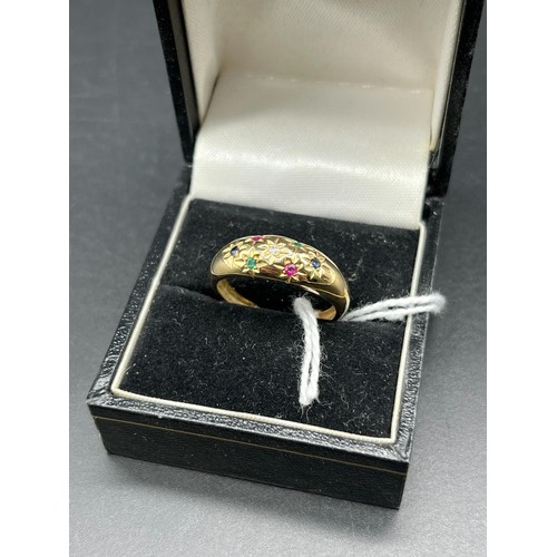 106 - 9ct yellow gold multi gem stone ring [Ring size Q] [2.58Grams]