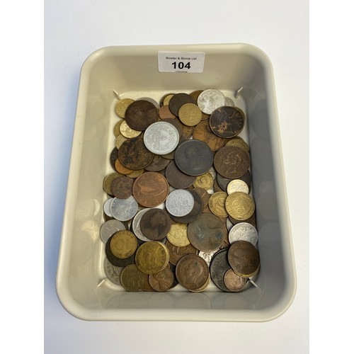 104 - A Collection of mixed world coins; Edward VII 1902 Coronation coin, Two Charles I Copper coins, Geor... 