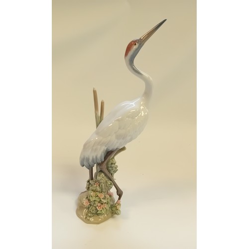 96 - Set of three Lladro Figurines Courting Crane, Dancing Crane and Preening Crane porcelain