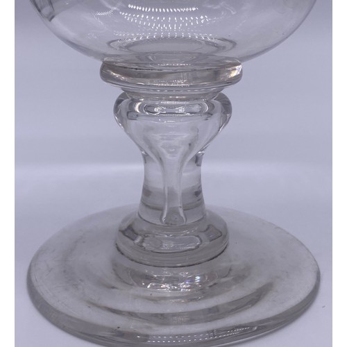 55 - Large antique glass celery vase together with an antique glass rummer