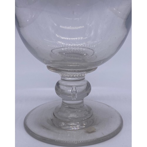 55 - Large antique glass celery vase together with an antique glass rummer