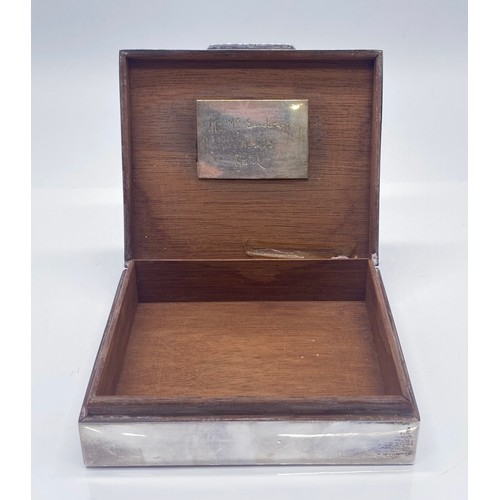 38 - Silver cigarette box fitted with a wooden interior
S J Rose & Son, London 
263g