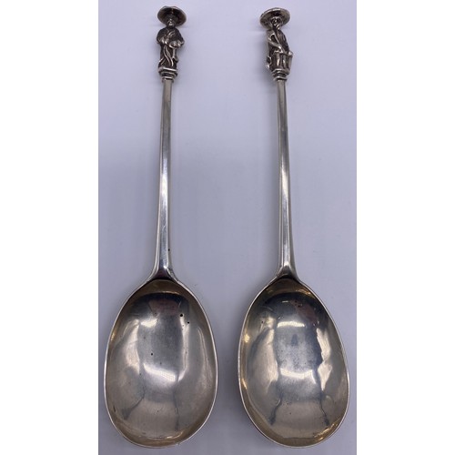 69 - A pair of Apostle spoons I.B marked twice, indistinct town mark, of traditional form, the apostles a... 