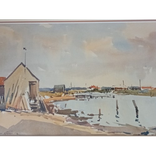 111 - Edward Wesson  - 
Watercolour harbour scene, Signed
[ Frame 56cm x 72cm]