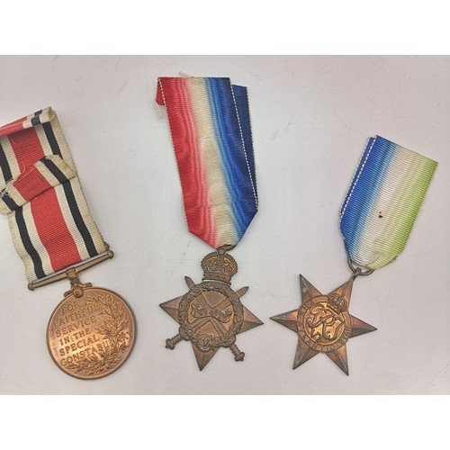 58 - WW1 special constabulary long service medal given to Henry Brocklehurst, WW1 1914-1915 star medal gi... 