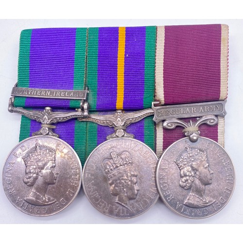 58A - Three military medals given to 24173888 PTE.N.B. Hutchison BW; General service medal Northern Irelan... 