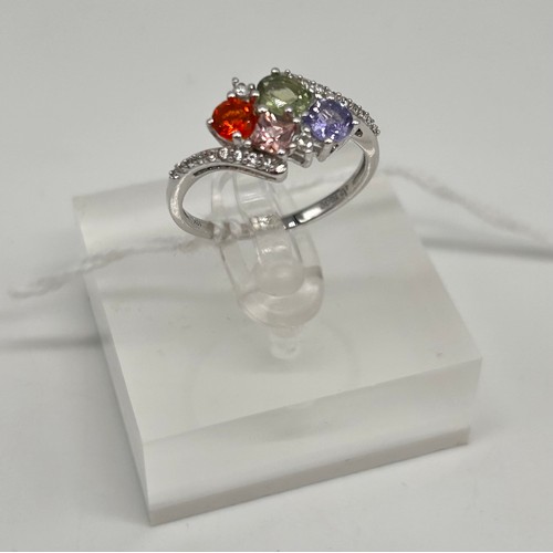 7 - 9ct gold ladies ring with multicoloured stones marked 375 and 10k
Size - P/O
2.45g