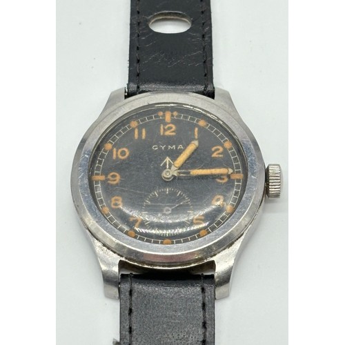 30 - Military Cyma WW2 'Dirty Dozen' Stainless Steel Wrist Watch with dial, luminescent Arabic numeral in... 