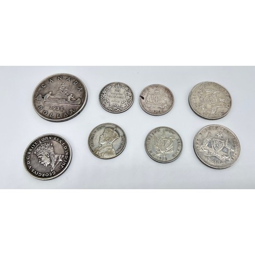 36 - CANADA various pre 46 silver to include; 1935 Dollar; 25 cents 1916; AUSTRALIA – 1927, Florin - 1927... 