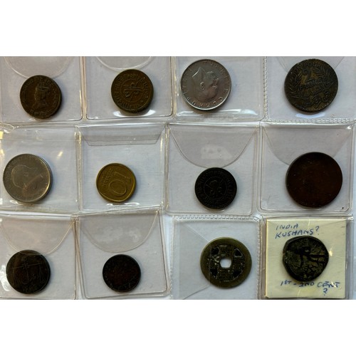 44 - INDIA – a selection of mixed coins, silver, bronze, ¼ Anna 1835, British Bengal, 1 pie; mid-20th cen... 