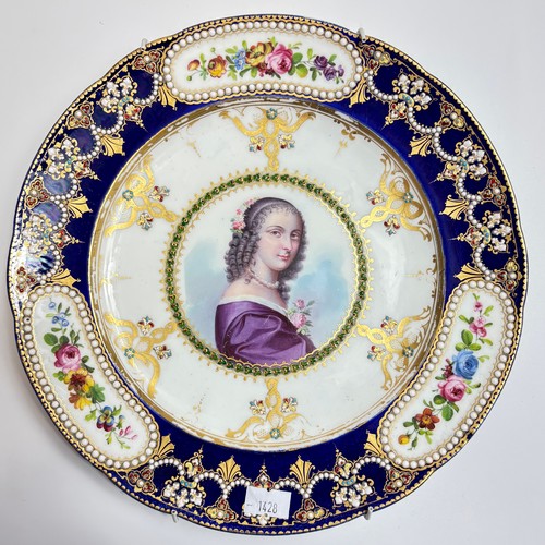 57 - 19th Century Sevres porcelain jewelled cabinet plate