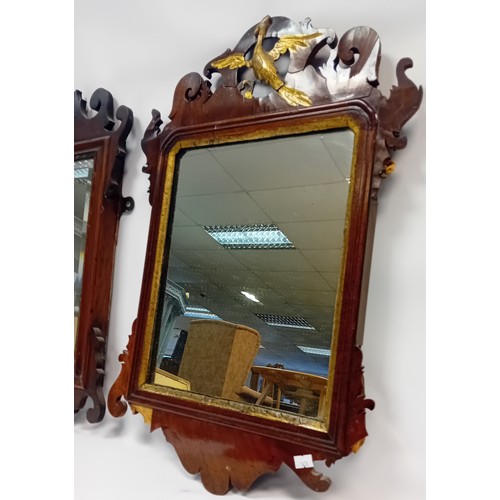 268 - Antique Fret work mirrors and oval gilt mirror.
(Damage to one)