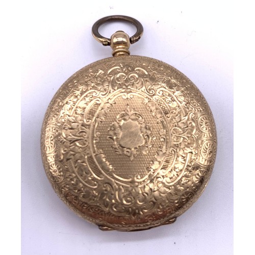 10 - Small 14ct Gold Pocket watch 
[Plated Inside]
Total Weight - 41.41g