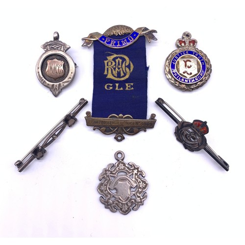 15 - Collection of silver badges, medals and brooches
Weight - 58.97g