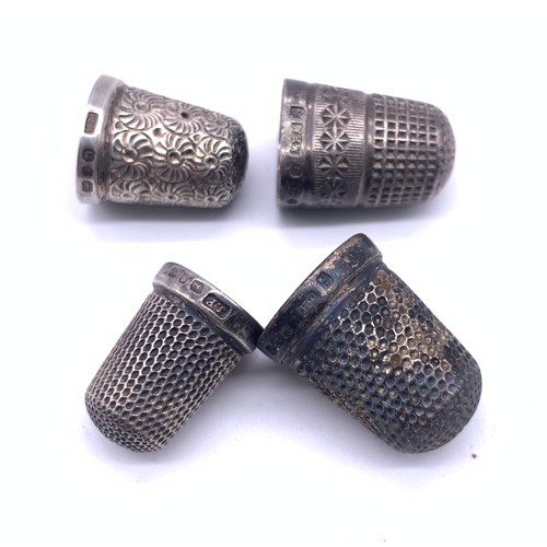 17 - Collection of 4 silver hallmarked thimbles 
Weight - 21.25g