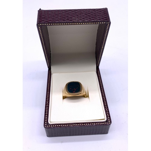 33 - 9ct Gold bloodstone gents ring 
Weight - 6.37g