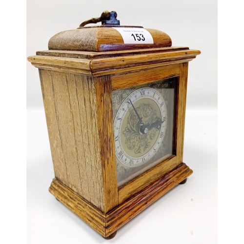 153 - Mechanical Movement Oak Mantle Clock [16x14cm]