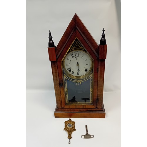 155 - Antique American 19th Century E.N Welch Company Gothic Steeple Mantle Clock 
[50cm]