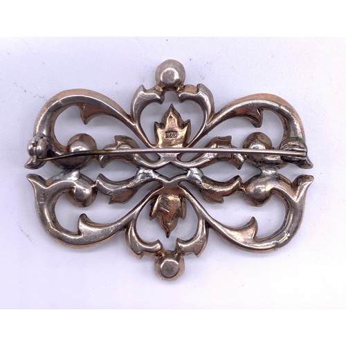 14 - 935 silver and cubic zirconia ladies brooch