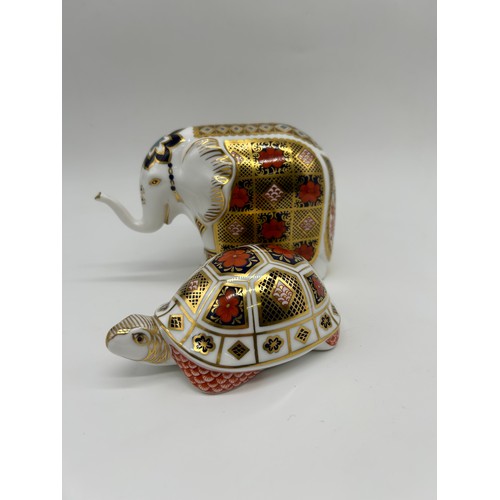 58 - Royal Crown Derby Imari Elephant paperweight and Imari Turtle