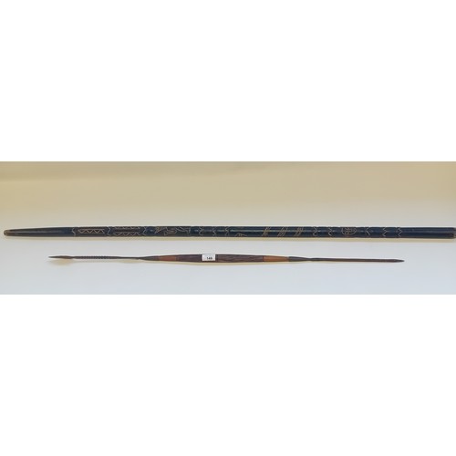 149 - Hand engraved tribal art stick together with spear
[137cm]