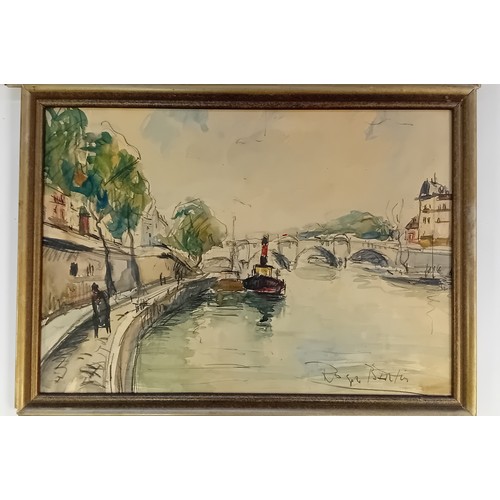 157 - Roger B***
The Seine
Pastel and Watercolour
Signed
35cm x42cm
And a pair, Notre Dame