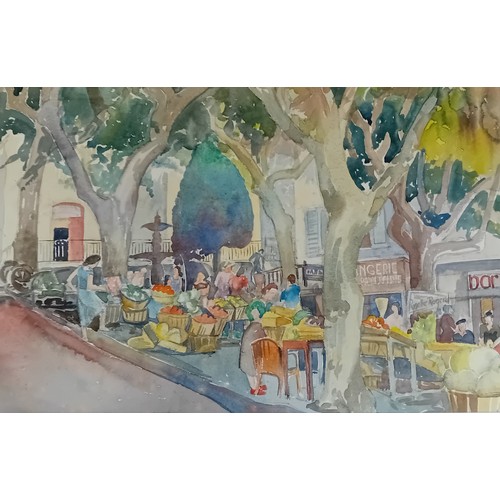 182 - Watercolour ''French Market'', unsigned. Circa 1960/70
[50x65cm]