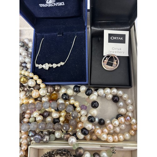 42 - Large collection of jewellery to include 9ct gold pearl earrings, silver bag pendant, 850 silver bra... 