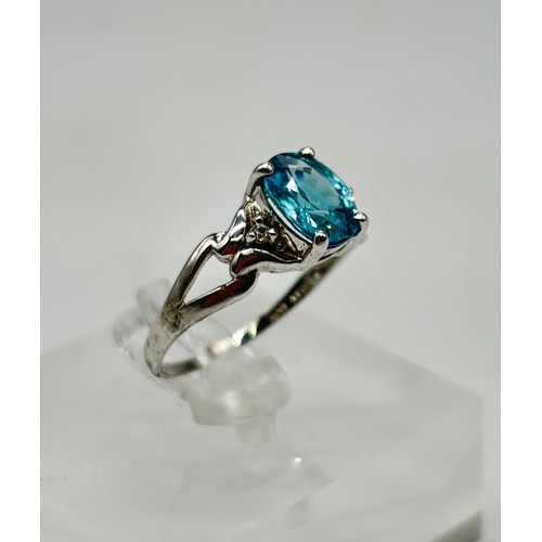 27 - 10ct white gold ladies ring with blue topaz stone 
Weight - 2.52g
Size - P