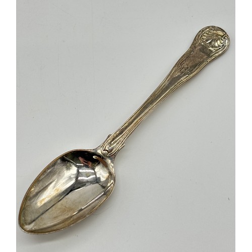 33 - Georgian silver tea spoon 'Kings Pattern' 1813 by Thomas Baillieston and London silver dessert spoon... 