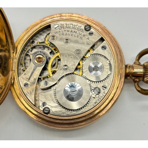 49 - Waltham USA Traveler pocket watch with gold plated Star Dennison watch case