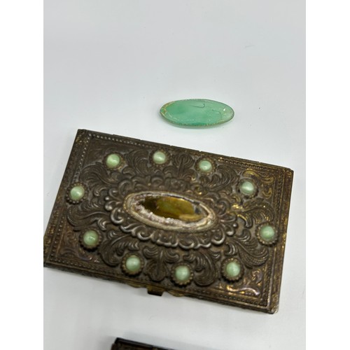 1 - 19th century mother of pearl and abalone card case, late 19th century crucifix, with engraved and ca... 